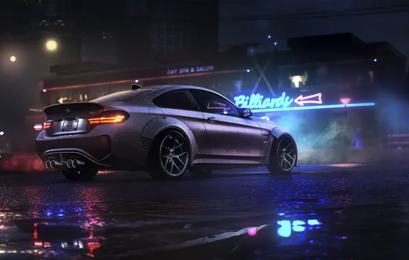 Картинка BMW, Dark, Car, Night, Rain, Sport, Rear