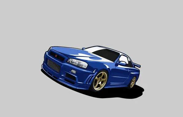 Обои вектор, nissan, skyline, ниссан, gt-r, gtr, r34, гтр, скайлайн, V ...