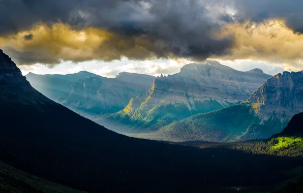 Картинка небо, облака, горы, USA, США, Glacier National Park, Национальный парк Ледник, state Montana