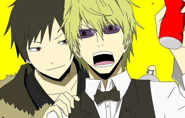 Аниме, арт, парни, Шизуо Хейваджима, Изая Орихара, Durarara!!