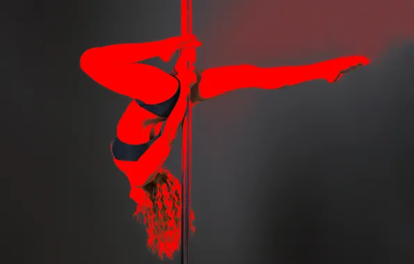 Девушка, красный, шест, poledance
