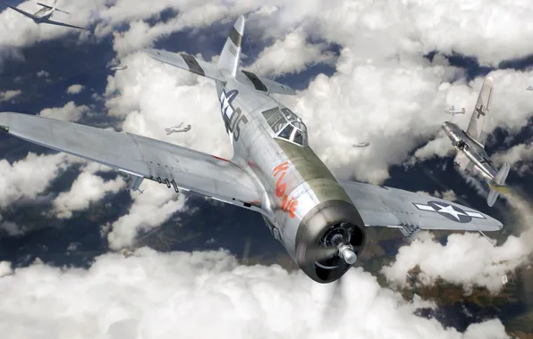 Арт, Thunderbolt, ВВС США, истребитель-бомбардировщик, P-47, Republic, roen911, tables turned