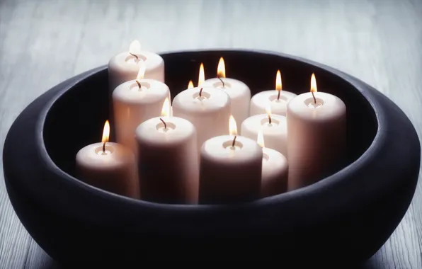 Макро, огонь, розовый, свеча, чаша, свечи, candles, bowl