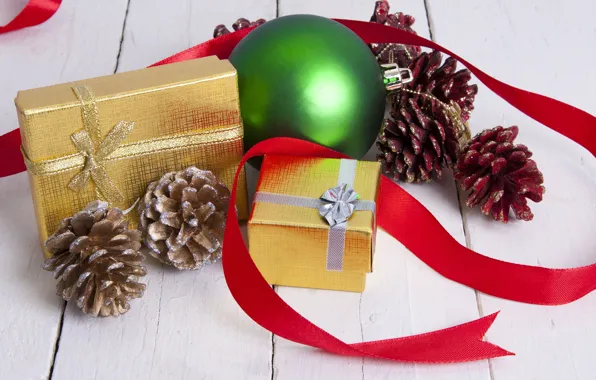 Картинка шары, Новый Год, Рождество, подарки, Christmas, шишки, New Year, decoration