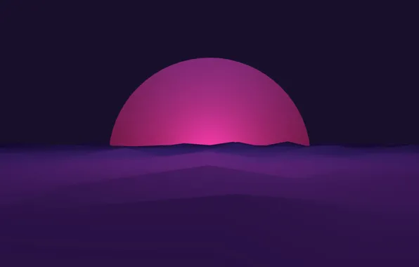 Солнце, Минимализм, Музыка, Звезды, Neon, 80's, Synth, Retrowave