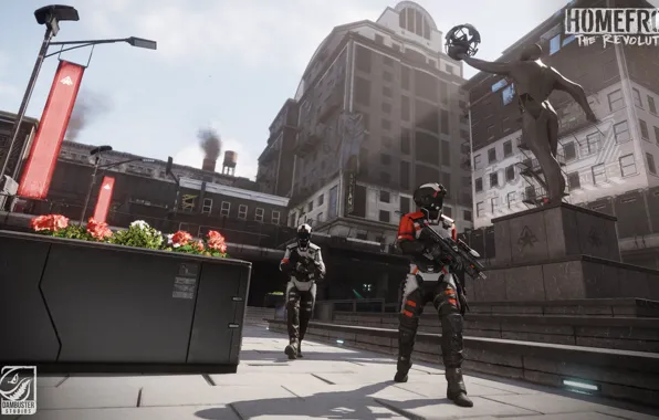 Город, здания, памятник, патруль, Homefront - The Revolution