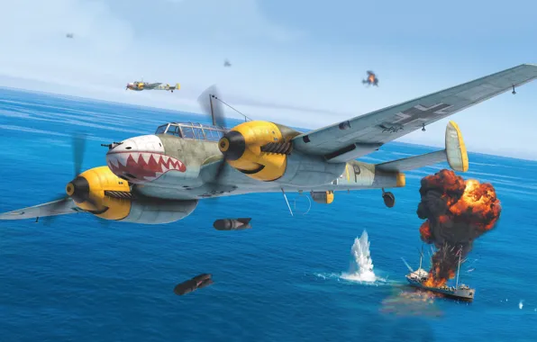 Германия, Messerschmitt, Тяжелый истребитель, Боевая авиация, Bf. 110E