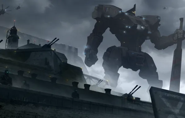 Робот, меч, укрепления, art, pacific rim, jaeger