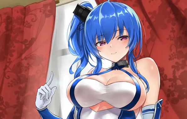 Girl, sexy, cleavage, blouse, boobs, anime, beautiful, short hair