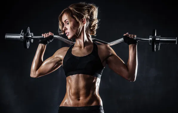 Картинка girl, exercise, sports, barbell