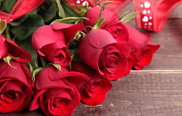 Картинка букет, red, love, heart, romantic, valentine's day, roses, красные розы