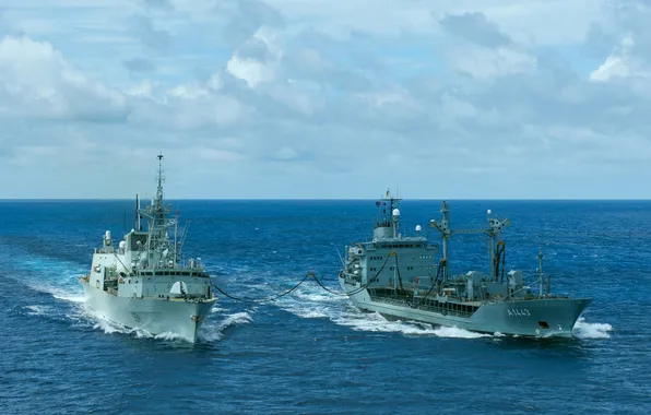 Германия, Канада, фрегат, корабль снабжения, HMCS Regina, FGS Rhön