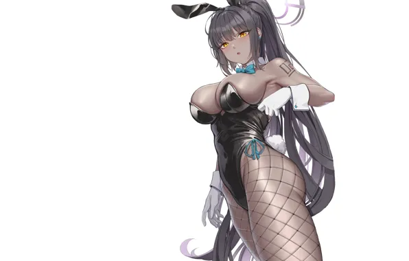 Sexy, boobs, yellow, anime, breasts, bunny, yellow eyes, tanned