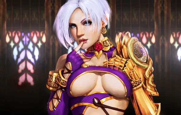 Грудь, девушка, арт, палец, Ivy, Soul Calibur