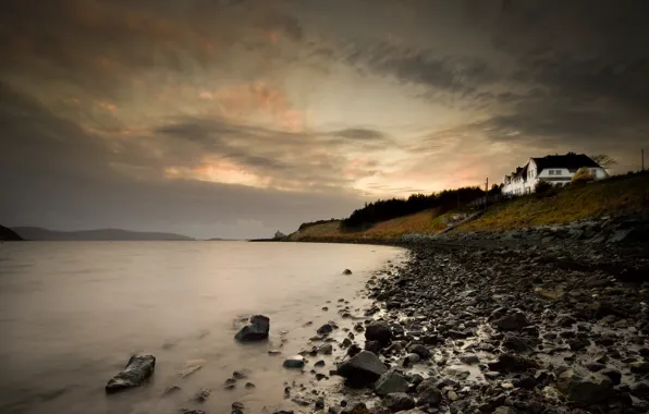 Картинка море, камни, берег, Шотландия