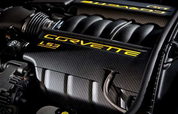 Двигатель, надпись, corvette