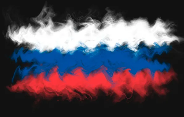 Картинка абстракция, дым, флаг, Россия, триколор, Russia