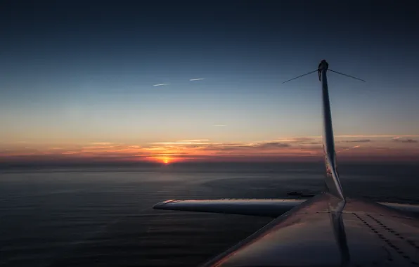 Картинка закат, самолёт, Cessna