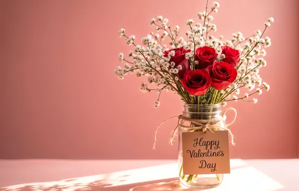 Картинка любовь, цветы, романтика, розы, букет, love, happy, День святого Валентина