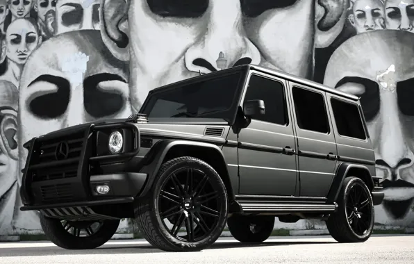 Mercedes, black, AMG, G55, with, matte, full, wrap