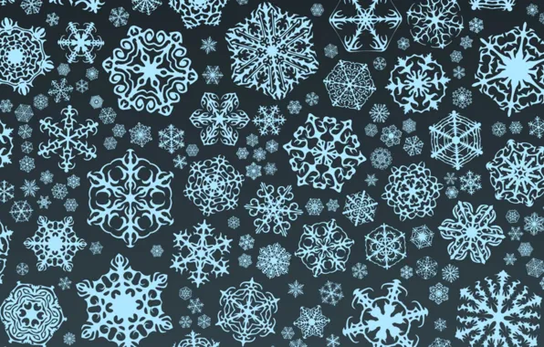 Зима, снежинки, фон, текстура, wallpaper, Blue, background, Snowflakes