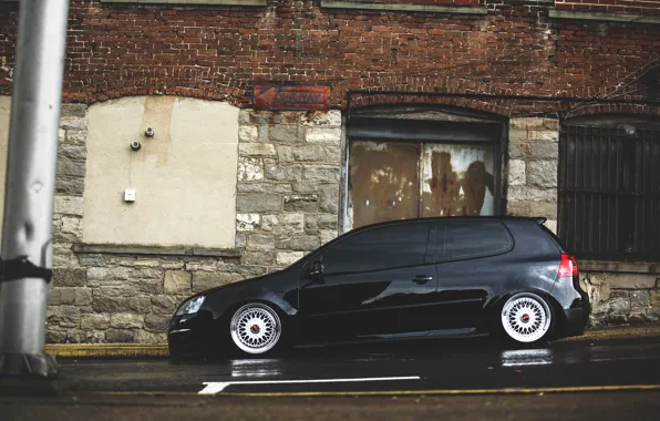 Картинка volkswagen, профиль, гольф, golf, Black, фольксваген, stance, MK5