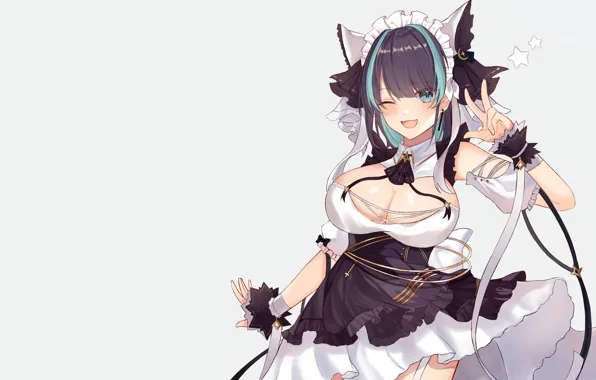 Girl, sexy, cleavage, long hair, dress, boobs, anime, beautiful