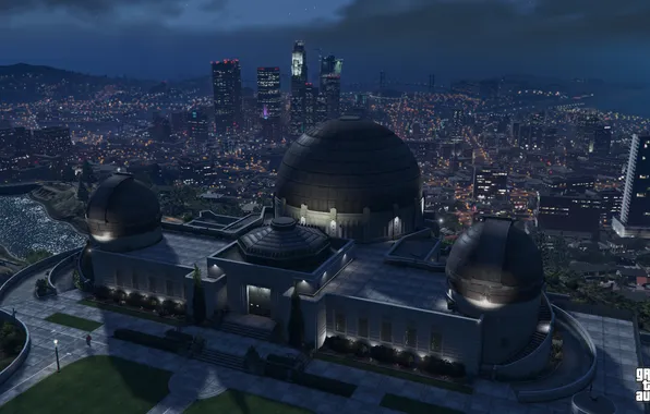 Картинка ночь, город, обсерватория, Grand Theft Auto V, лос сантос, gta 5
