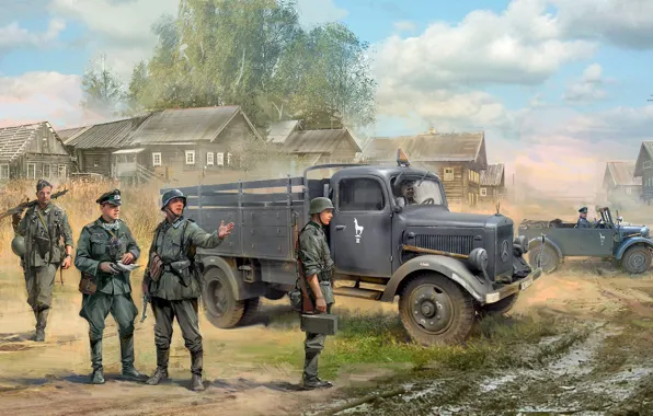 Картинка Германия, вермахт, Иван Хивренко, Kfz.1, немецкая пехота, L3000S