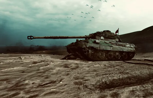 HDR, Clouds, Tiger, Beach, Game, Tank, Ocean, World of Tanks