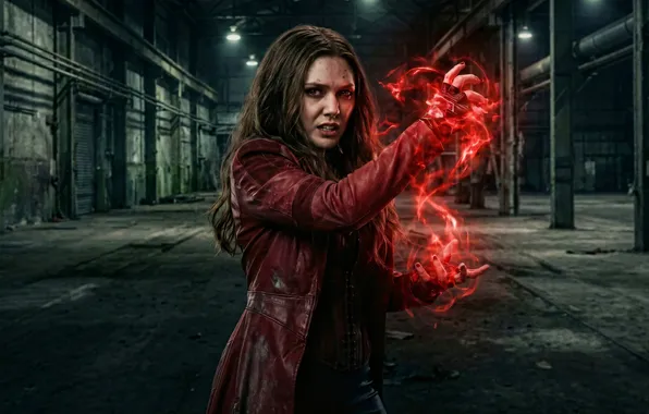Картинка взгляд, поза, Scarlet Witch, Алая Ведьма, Elizabeth Olsen, Элизабет Олсен, Avengers: Infinity War, Ва́нда Ма́ксимофф