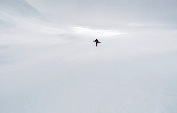 Картинка зима, снег, природа, человек, лыжник