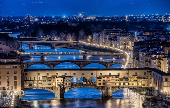 City lights, Florence, long exposure