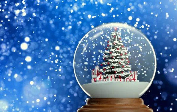 Картинка фон, новый год, подарки, ёлка, елочка, снежок, снежный шар, 2015