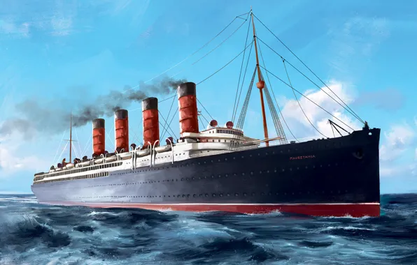 Волны, корабль, Transatlantic Ships, mauretania