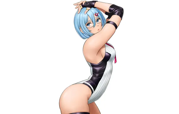 Girl, sexy, cleavage, boobs, anime, blue eyes, beautiful, short hair