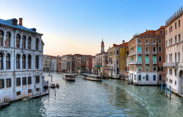 Вода, город, здания, дома, канал, венеция