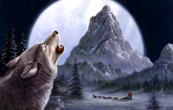 Зима, волки, живопись, Tok Hwang