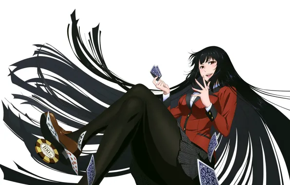 Girl, long hair, anime, red eyes, face, japanese, bishojo, Kakegurui