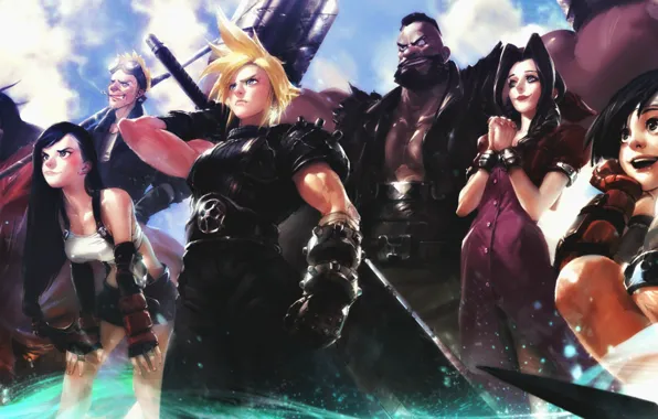 Fantasy, Sony, Strife, Tifa, Sexy, Seven, FF7, Barrett