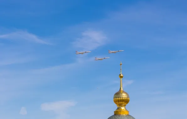 Небо, крест, церковь, Москва, храм, полёт, Туполев, Победы
