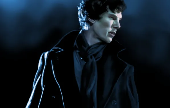 Живопись, Шерлок Холмс, пальто, Бенедикт Камбербэтч, Sherlock, Sherlock BBC, Sherlock Holmes, Sherlock (сериал)