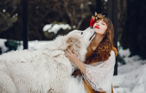 Зима, лес, девушка, снег, любовь, лицо, поза, парк