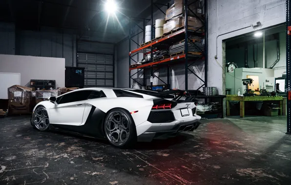 Картинка Lamborghini, White, Matte, Tuning, LP700-4, Aventador, Supercar, Wheels