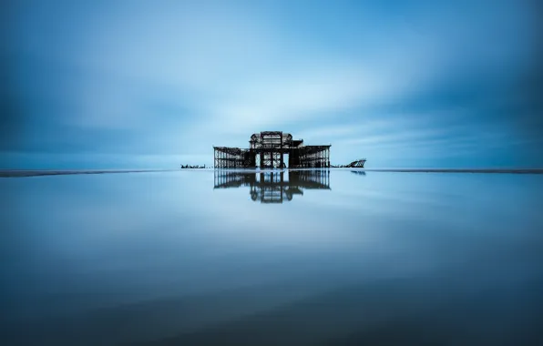 Море, конструкция, горизонт, плоская земля