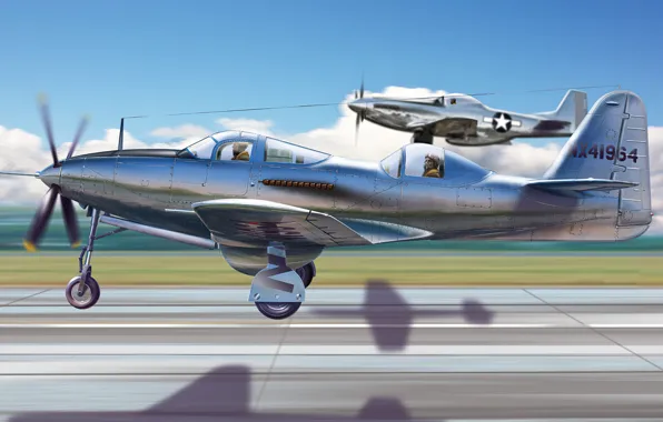 Картинка art, airplane, aviation, p-51, p-63