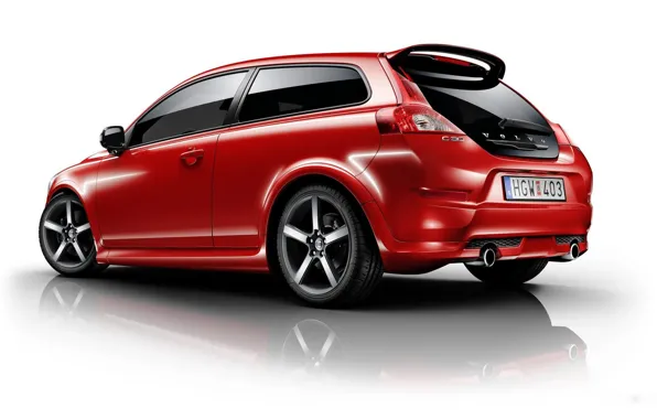 Красный, Volvo, red, хэтчбек, тонировка, R-Design, C30