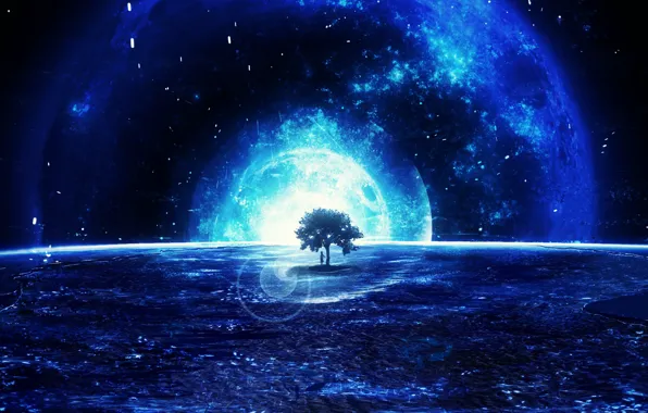 Картинка космос, дерево, фэнтези, Y_Y