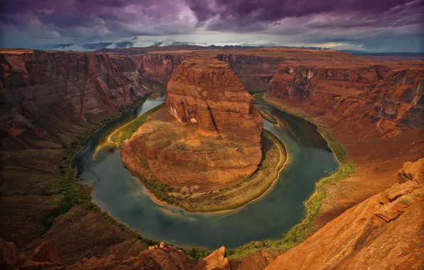 Картинка небо, облака, река, Колорадо, каньон, Аризона, США, штат