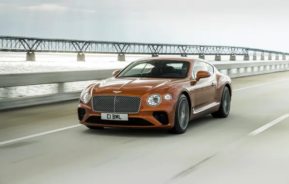 Картинка мост, купе, скорость, Bentley, 2019, Continental GT V8